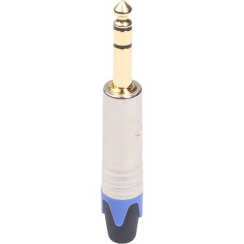 6.35mm Stereo Welding Plug Gold-Plated Plug Zinc Alloy Shell Adapter for Diy Sound Card Electric Guitar Microphone Cable