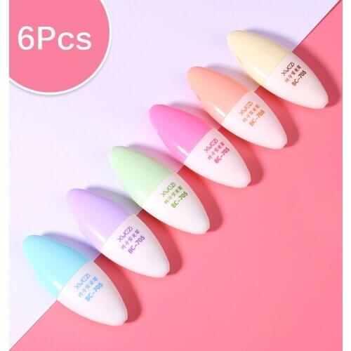 6Pcs/Set Leaf Mini Highlighter Pen Marker Pens Kawaii Stationery Material Escolar Papelaria Writing School Supplies