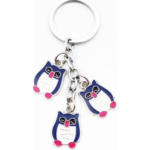 FREE SHIPPING BY DHL 100pcs/lot New Cute Metal Owl Keychains Zinc Alloy Owl Shaped Keyrings for Gifts