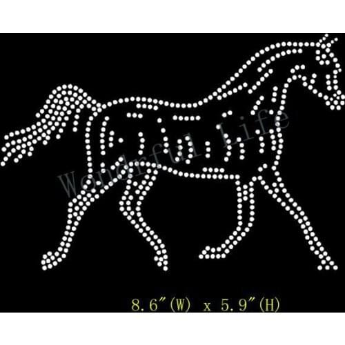 Free shipping Horse Walks Rhinestone Transfer Iron On