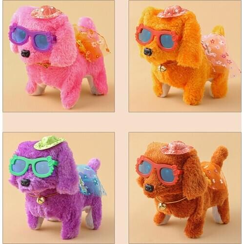 Electric Dance Puppy Wearing Skirt With Glasses Hat Puppy Stuffed Toys For Children Gift Kawaii Electronic Plush Toys Игрушки