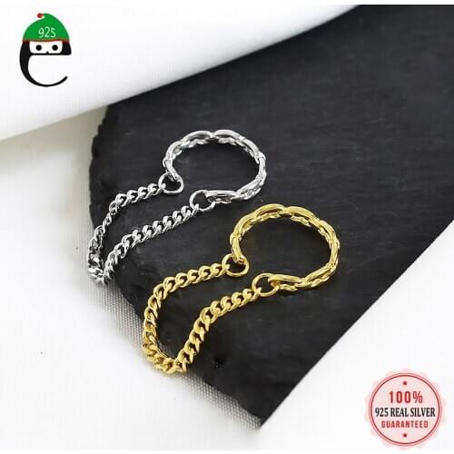 ElfoPlataSi Real 925 Sterling Silver Sweet Chain Ear Cuff Clip on Earring For Women Teen Without Piercing Earing Jewelry DA556