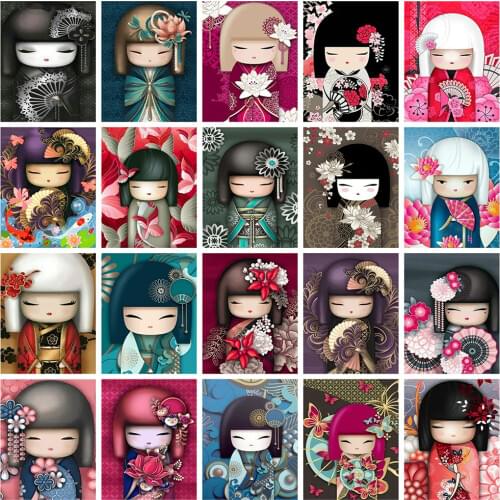 Evershine 5D DIY Diamond Painting Cartoon Girl Full Square Diamond Embroidery Portrait Cross Stitch Kit Rhinestone Pictures Art