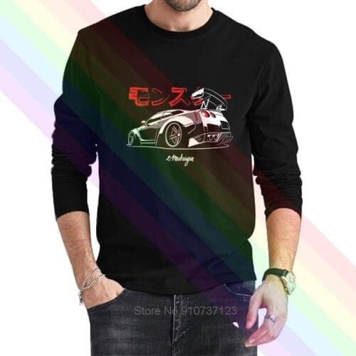 Nissan GTR Logo Classic Black T-Shirt 2021 Newest Summer Mens Long Sleeve Popular Tees Shirt Tops Novel Unisex