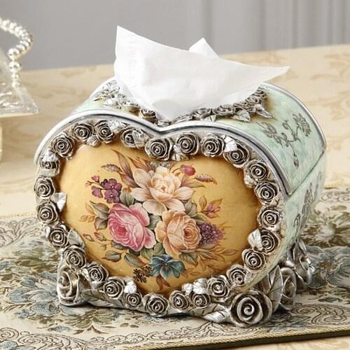 Tissue box European style creative high grade luxury love carton retro living room home decoration resin napkin box