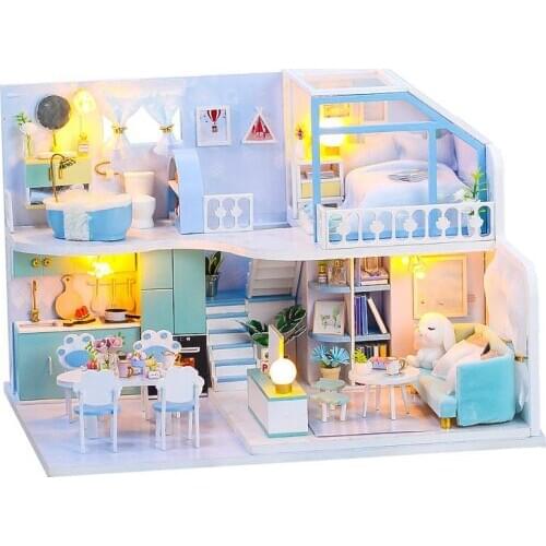 Handmade Doll House Furniture Diy Dollhouse Miniature Dollhouse Wooden Toys Puzzle Educational Toys For Children Grownups Gift