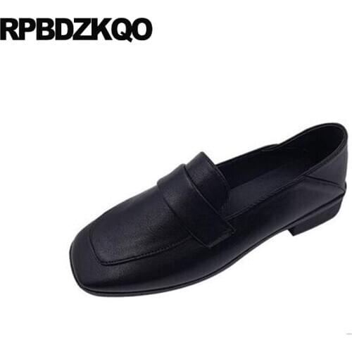 Loafers mules casual brown fur slippers designer shallow flats black square toe slip on patent leather women cheap shoes china