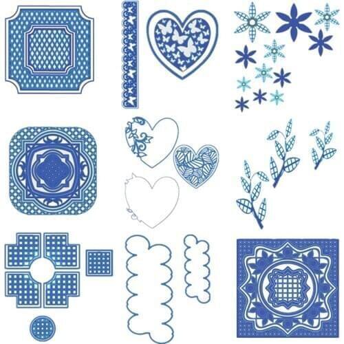 Irregular Frame Heart Flowers with Grids Metal Cutting Dies For Card Making Scrapbooking Album Embossing Dies New 2019