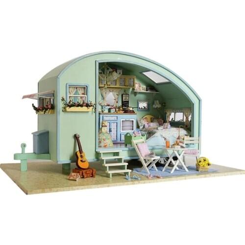 New Dollhouse Miniature with Furniture, DIY Wooden Dollhouse Kit Music Box , 1:25 Tiny House Building Kit (Time Travel)