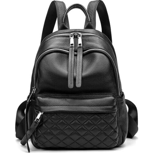 Fashion design women plaid cowhide outdoor casual backpack school bags