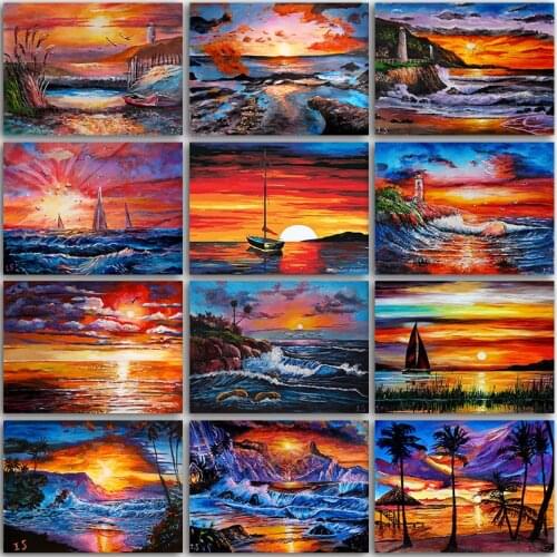 5D DIY Diamond Painting Kit Paint landscape scenery Sunset seascape Full Square&Round embroidery mosaic Cross stitch home decor