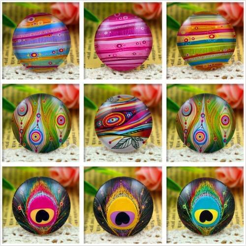 New Fashion 5pcs/Lot 25mm Handmade Photo Glass Cabochons (Feather eyes series)