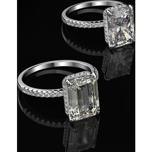 Emerald Radiant cut 3ct Diamond Ring 100% Original 925 sterling silver Engagement Wedding band Rings for Women men Fine Jewelry