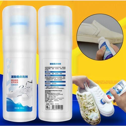 100ml White Shoe Cleaner Whiten Polish Cleaning Tool Shoe Brush Shoe Sneakers Casual Leather Shoes Cleaning Shoe Care Supplies