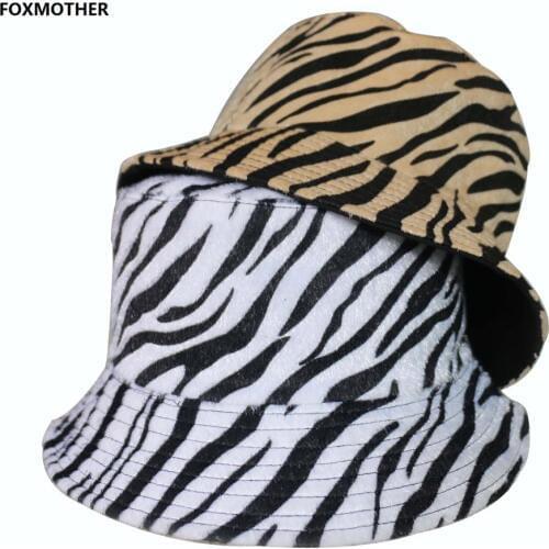 FOXMOTHER 2020 zebra Striped print Bucket Hat Fisherman Hat Hip Hop outdoor travel hat Sun Cap for men Women