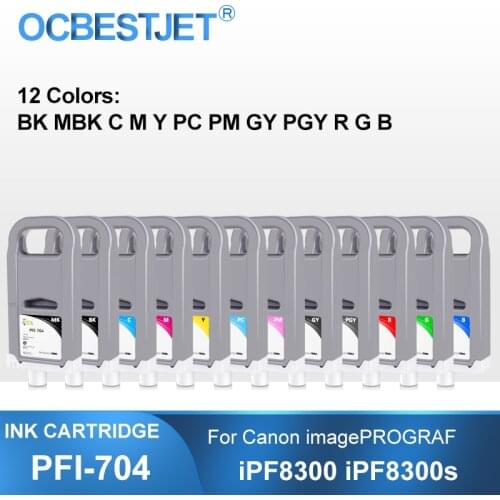 PFI-704 PFI704 700ML Compatible Ink Cartridge With Full Ink For Canon imagePROGRAF iPF8300 iPF8300S iPF8310 Printer 12Colors/Set