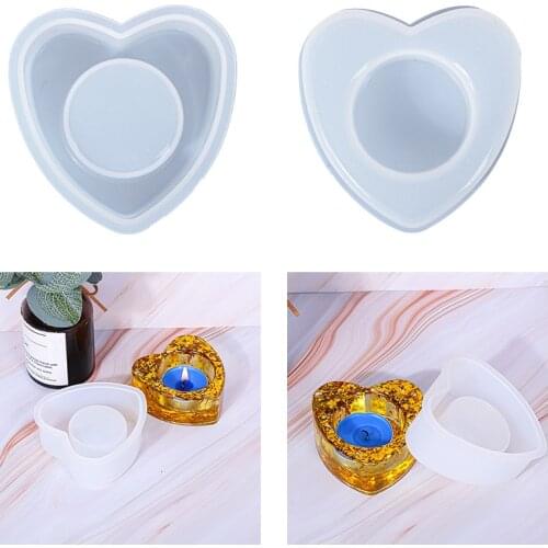 Love Shape Candlestick Silicone Mould Candle Holder Epoxy Resin Mold Soy Wax Handmade Soap DIY Home Ornaments Making