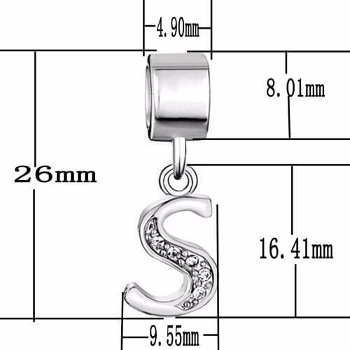 Slide charm Lucky Charms aesthetic charm beads white crystal pendant from the letter S fit Pandora bracelet