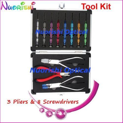 Professional Glasses Screwdriver and Pliers Repairing Tool Kit Set 3 Pliers 8 Screwdriver PL073 Free Shipping