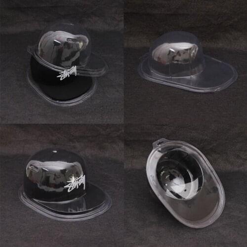 Q39C Portable Baseball Storage Case Transparent Storage Box Double-layer Hat Protector Dust-proof Holder