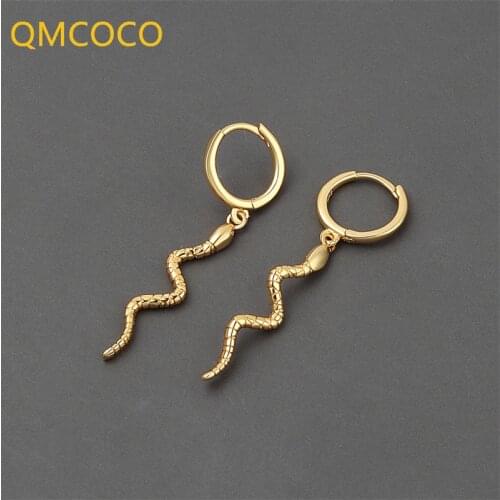 QMCOCO 925 Sterling Silver Snake-Shape Hoop Earrings For Women And Girl Animal Eardrop For Birthday Party Jewelry Accessories