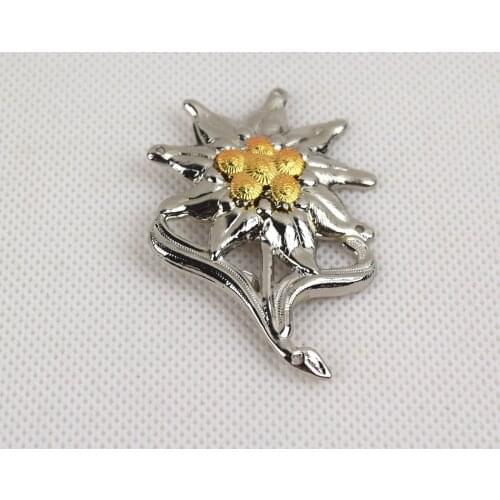 Replica German WWII Mountain EM Edelweiss badge Cap Badge Silver color Military War Reenactments