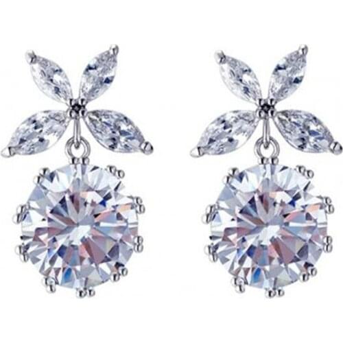 Luxury and Dignified Silver Color Crystal Persimmon Earring Womens Stud Earrings Lovely Trendy Jewelry Accessories