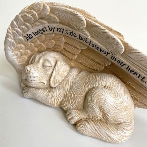 Angel Wingss Garden Statue Sleeping Dog With Resin Craft Landscaping Home Decoration Outdoor For Garden Home Table