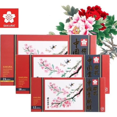 Sakura Traditional Chinese Painting Water Color Pigment,12 18 24 Colors, Landscape Painting Pigment,12ml Water Color Paint Tube