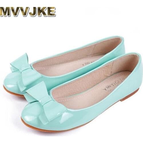 MVVJKE2021 Women New Fashion Comfortable Soft Sole Flat Shoes Lady Waterproof Bow Tie Flats Cute Sweet Shoes Zapatos Planos De M