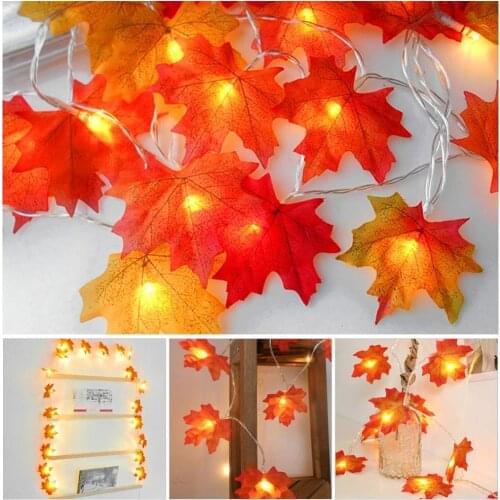 Maple leaves Garland string lights Warm Bright LED Fairy Light for Room Thanksgiving Christmas Stairs Decoration Falling Lights