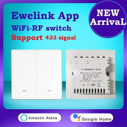 Ewelink Wifi Smart Mechanical Switch With 433.92 Mhz Function WIFI+RF Remote Control Timer Switch Work With Alexa Google Alice