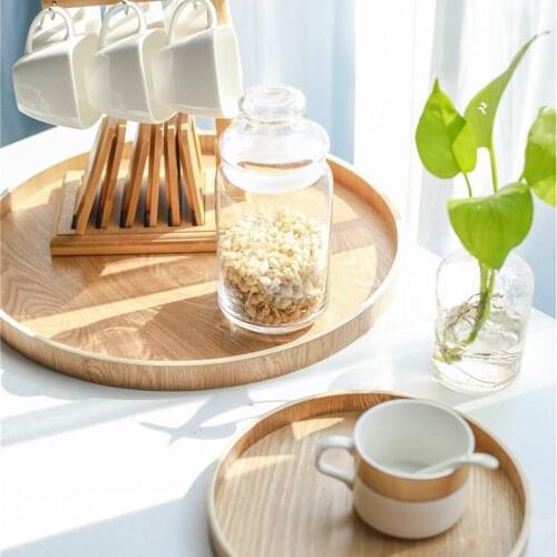 Japanese Whole Round Wood Plates Cake Tray Wooden Tableware Household Kitchen Utensils Bread Dessert Dishes Serving Plates
