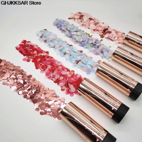 1PC Metallic Rose Gold Confetti Party Popper Cannons Handheld Spring Firecracker Graduation Wedding Party Supplies