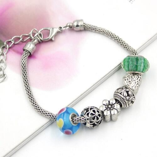10PCS/Lot Cheap Bangle & Bracelet Flower Hallow Ball Heart Pattern Lampwork Murano Glass Bead Bracelets for Women Pulsera