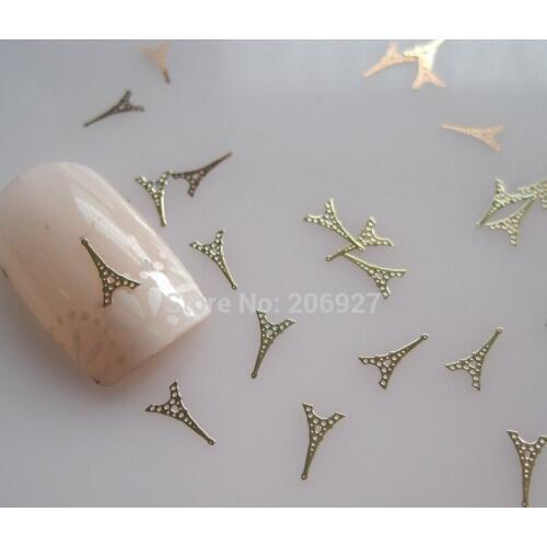 MS324-2 100pcs Gold Cute Tower Metal Sticker Nail Art Metal Sticker Nail Art Decoration Non-adhesive Sticker