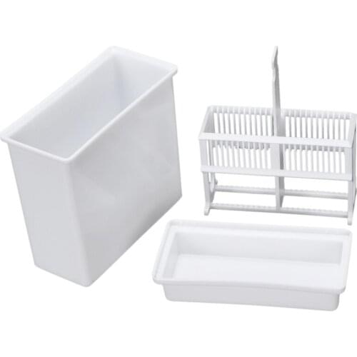 2 in 1 White 24 Pieces Microscope Slides Staining Rack Dish Set