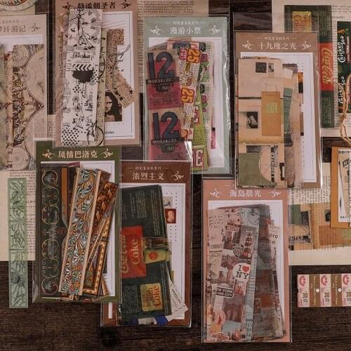 30 Sheets Time Vending Machine Series Long Strip Double Sticker Bag Collage DIY Decoration Material School Stationery