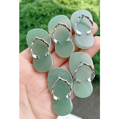 5pcs Aventurine stone Flip-flop Pendants Chakra Reiki Healing Amulet Energy Wholesale