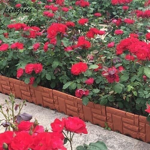 6Pcs Garden Brick Cement Fence Cement Stone Mold Concrete Flower Courtyard Lawn Mould Imitation stone plastic fence GT116