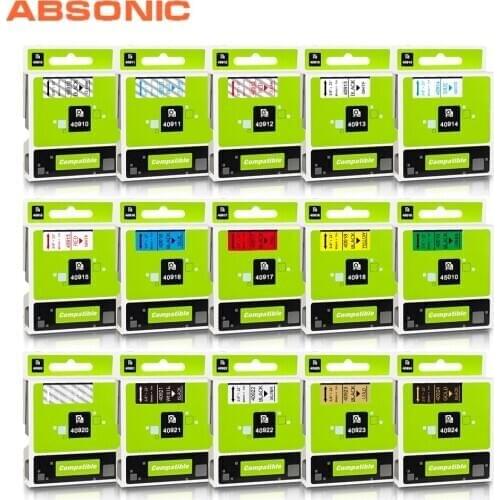Absonic 3/4" 9mm Compatible for Dymo D1 45013 40913 43613 40910 45010 45016 label Cassette for Dymo LabelManager LM 160 280 210D