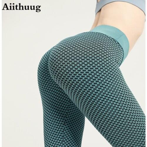 Aiithuug Booty Bubble Butt Lifting Workout Running Tights Textured Soft Tummy Control Workout Butt Lifting Stretchy Leggings