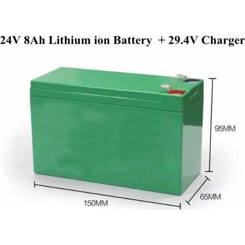 GTK 24v 8Ah electric bike battery 7S li-ion 24v bateria litio with BMS for electric bicycle power wheelchair + 29.4v 2A charger