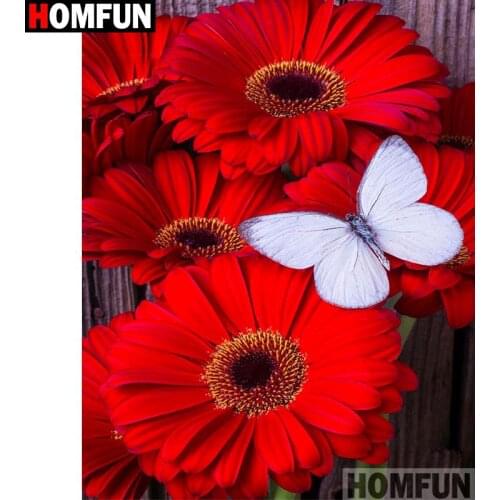 HOMFUN Full Square/Round Drill 5D DIY Diamond Painting "Flower butterfly" Embroidery Cross Stitch 3D Home Decor A10356