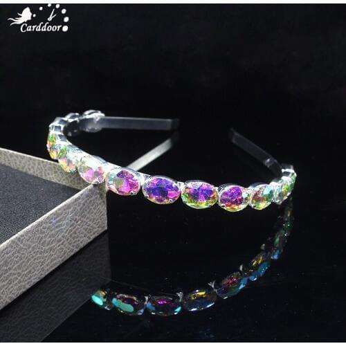 Carddoor 1 Pcs Fashion Women Hairbands Luxury Oval Crystal Tiaras Rhinestone Wedding Hair Jewelry Accessories Bridal Crown