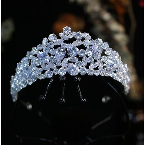 European Crystal Brides Tiaras Headpieces Bridal Headbands Wedding Hair Accessory Prom Head Wear