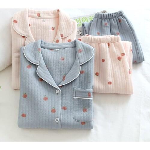 Fdfklak 2020 New Long Sleeved Women Pajamas Set Cotton Autumn HomeWear Sleep Clothes Women Long Pant Pyjamas Sets Nightwear