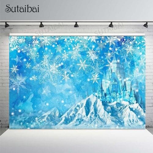 Winter Snow Frozen Castle Backdrop for Photography Girl Princess Portrait Background Photo Studio Snowflake Christmas Decoration