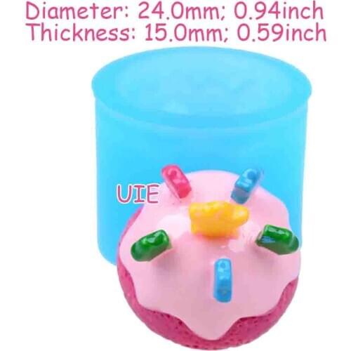 GYL053U 24.0mm Colorful Bean Cupcake Silicone Mold Fondant Cake Decoration Candy Resin Clay Earrings Necklace Craft Soap Candle