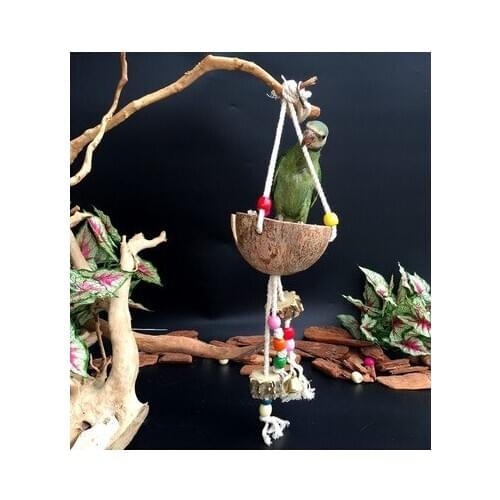 Bird toys small red peony parrot cockatiel climbing toys coconut small hammock parrot chew toy